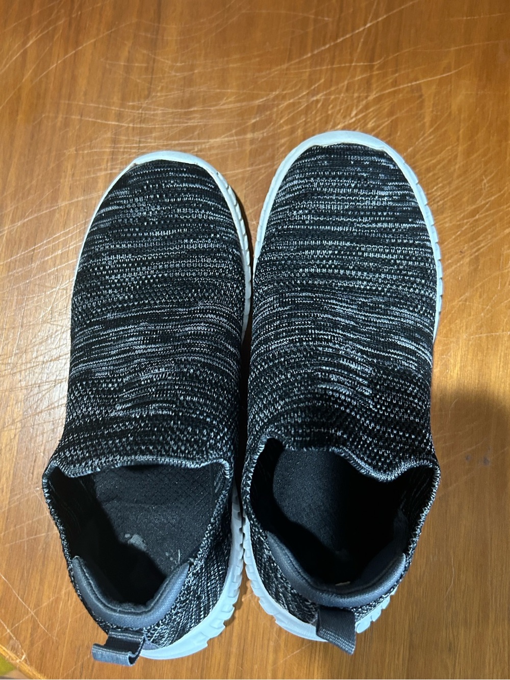 Skechers Black & White Slip-On Knit Sneakers - Picture 2 of 7